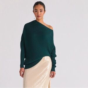 REISS LORNA ASYMMETRIC DRAPE KNITTED TOP